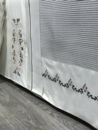 Flora Çift Kişilik Nevresim Pike Takımı 7 Parça (EKRU) - 1