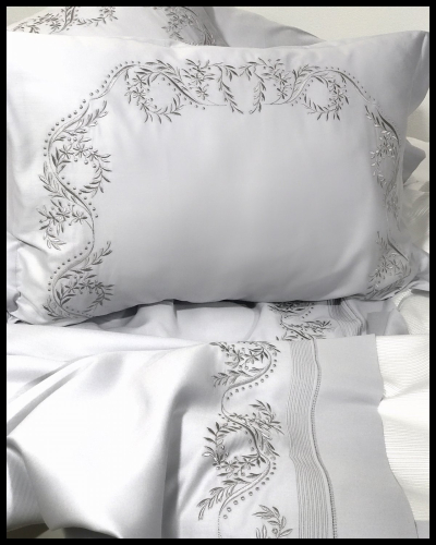 Gardenya Çift Kişilik Nevresim Pike Takımı 7 Parça (GRİ KUMAŞ GRİ NAKIŞ) - 3