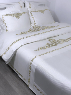 Maraş Çift Kişilik Nevresim Pike Takımı 7 Parça (GOLD)