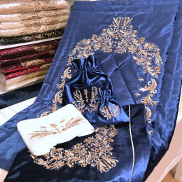 Sahra 5 Parça Kadife Sim Nakış Seccade Takımı